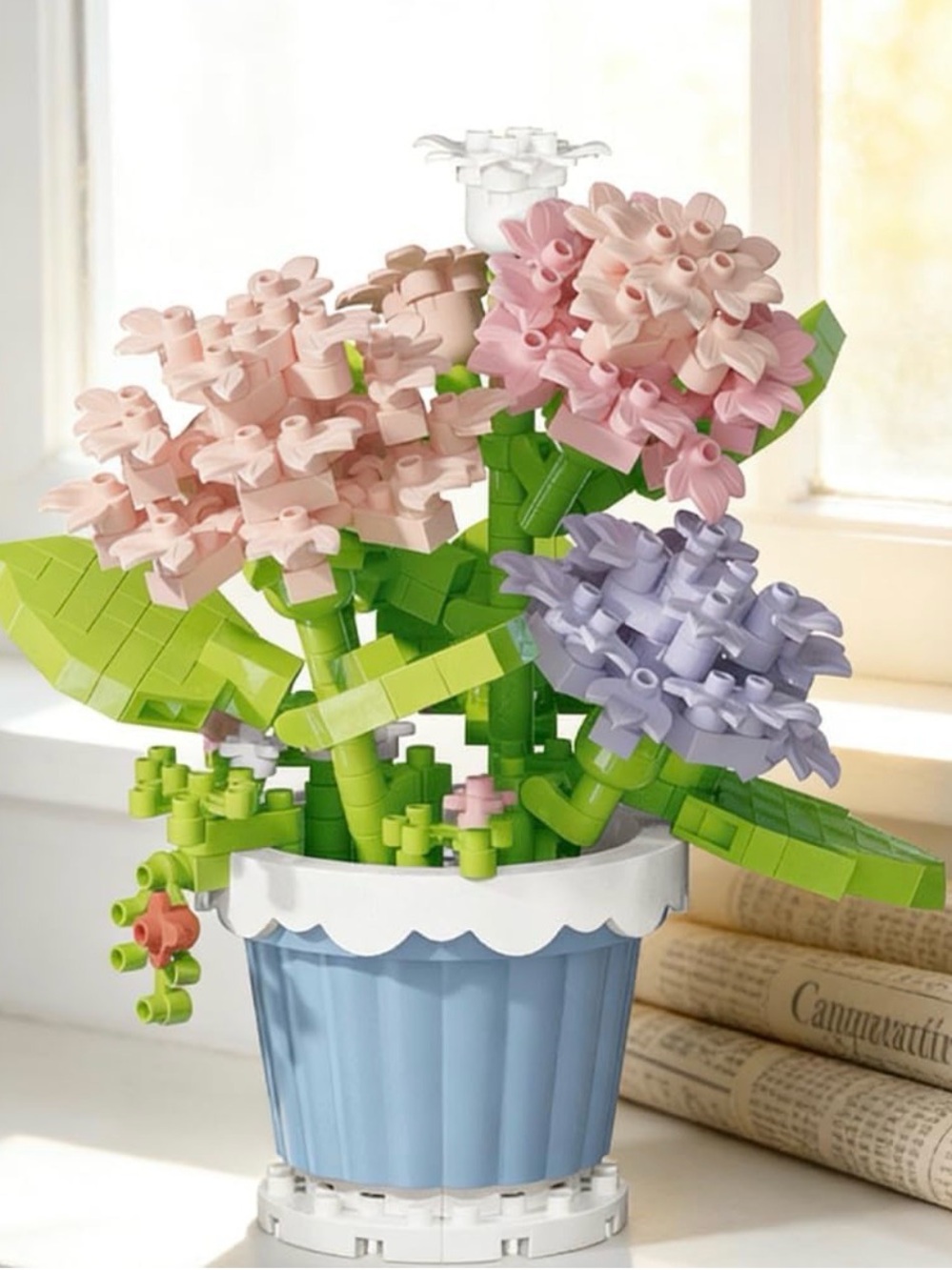 Pastel Bloom Building Block Flower Pot - Pink, Lavender & Green